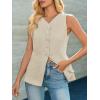 imageCicy Bell Womens Button Down Vest Tops Summer Fitted Sleeveless Tank Tops Dressy Casual Business WaistcoatLight Khaki