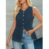 imageCicy Bell Womens Button Down Vest Tops Summer Fitted Sleeveless Tank Tops Dressy Casual Business WaistcoatNavy