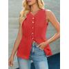 imageCicy Bell Womens Button Down Vest Tops Summer Fitted Sleeveless Tank Tops Dressy Casual Business WaistcoatRed