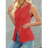imageCicy Bell Womens Button Down Vest Tops Summer Fitted Sleeveless Tank Tops Dressy Casual Business WaistcoatRed