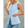 imageCicy Bell Womens Button Down Vest Tops Summer Fitted Sleeveless Tank Tops Dressy Casual Business WaistcoatSky Blue