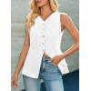 imageCicy Bell Womens Button Down Vest Tops Summer Fitted Sleeveless Tank Tops Dressy Casual Business WaistcoatWhite