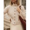 imageCicy Bell Womens Chunky Knit Cardigan Sweaters Button Down Mock Neck Open Front Jacket Winter Casual Outerwear with PocketsBeige