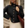 imageCicy Bell Womens Chunky Knit Cardigan Sweaters Button Down Mock Neck Open Front Jacket Winter Casual Outerwear with PocketsBlack