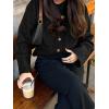 imageCicy Bell Womens Chunky Knit Cardigan Sweaters Button Down Mock Neck Open Front Jacket Winter Casual Outerwear with PocketsBlack