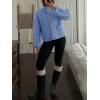 imageCicy Bell Womens Chunky Knit Cardigan Sweaters Button Down Mock Neck Open Front Jacket Winter Casual Outerwear with PocketsBlue