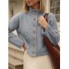 imageCicy Bell Womens Chunky Knit Cardigan Sweaters Button Down Mock Neck Open Front Jacket Winter Casual Outerwear with PocketsGrey