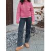 imageCicy Bell Womens Chunky Knit Cardigan Sweaters Button Down Mock Neck Open Front Jacket Winter Casual Outerwear with PocketsRose Red