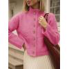 imageCicy Bell Womens Chunky Knit Cardigan Sweaters Button Down Mock Neck Open Front Jacket Winter Casual Outerwear with PocketsRose Red