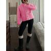 imageCicy Bell Womens Chunky Knit Cardigan Sweaters Button Down Mock Neck Open Front Jacket Winter Casual Outerwear with PocketsRose Red