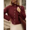 imageCicy Bell Womens Chunky Knit Cardigan Sweaters Button Down Mock Neck Open Front Jacket Winter Casual Outerwear with PocketsWine Red
