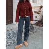 imageCicy Bell Womens Chunky Knit Cardigan Sweaters Button Down Mock Neck Open Front Jacket Winter Casual Outerwear with PocketsWine Red