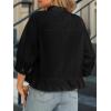 imageCicy Bell Womens Cropped Button Down Shirts 34 Length Sleeve Casual Cotton Blouses Loose Fit Ruffle Hem TopsBlack