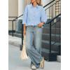 imageCicy Bell Womens Cropped Button Down Shirts 34 Length Sleeve Casual Cotton Blouses Loose Fit Ruffle Hem TopsSky Blue
