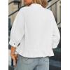 imageCicy Bell Womens Cropped Button Down Shirts 34 Length Sleeve Casual Cotton Blouses Loose Fit Ruffle Hem TopsWhite