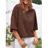imageCicy Bell Womens Half Sleeve Cardigan Sweaters Cropped Button Down Tops Oversized Lightweight Ribbed Knit Summer OutfitsCoffee