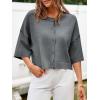 imageCicy Bell Womens Half Sleeve Cardigan Sweaters Cropped Button Down Tops Oversized Lightweight Ribbed Knit Summer OutfitsDark Grey