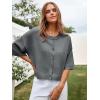 imageCicy Bell Womens Half Sleeve Cardigan Sweaters Cropped Button Down Tops Oversized Lightweight Ribbed Knit Summer OutfitsDark Grey