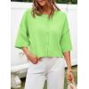 imageCicy Bell Womens Half Sleeve Cardigan Sweaters Cropped Button Down Tops Oversized Lightweight Ribbed Knit Summer OutfitsGreen