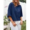 imageCicy Bell Womens Half Sleeve Cardigan Sweaters Cropped Button Down Tops Oversized Lightweight Ribbed Knit Summer OutfitsNavy Blue