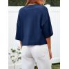 imageCicy Bell Womens Half Sleeve Cardigan Sweaters Cropped Button Down Tops Oversized Lightweight Ribbed Knit Summer OutfitsNavy Blue