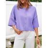 imageCicy Bell Womens Half Sleeve Cardigan Sweaters Cropped Button Down Tops Oversized Lightweight Ribbed Knit Summer OutfitsPurple