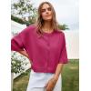 imageCicy Bell Womens Half Sleeve Cardigan Sweaters Cropped Button Down Tops Oversized Lightweight Ribbed Knit Summer OutfitsRose Red