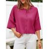 imageCicy Bell Womens Half Sleeve Cardigan Sweaters Cropped Button Down Tops Oversized Lightweight Ribbed Knit Summer OutfitsRose Red
