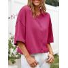imageCicy Bell Womens Half Sleeve Cardigan Sweaters Cropped Button Down Tops Oversized Lightweight Ribbed Knit Summer OutfitsRose Red