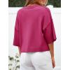 imageCicy Bell Womens Half Sleeve Cardigan Sweaters Cropped Button Down Tops Oversized Lightweight Ribbed Knit Summer OutfitsRose Red