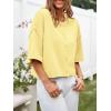 imageCicy Bell Womens Half Sleeve Cardigan Sweaters Cropped Button Down Tops Oversized Lightweight Ribbed Knit Summer OutfitsYellow