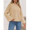 imageCicy Bell Womens Oversized Crew Neck Sweater Fall Long Sleeve Knit Tops Trendy Casual Loose Fit Pullover SweatersKhaki