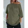 imageCicy Bell Womens Oversized Tshirts Off The Shoulder Cotton Half Sleeve T Shirts Summer Casual Loose Fit Tunic TopsArmy Green