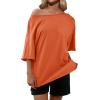 imageCicy Bell Womens Oversized Tshirts Off The Shoulder Cotton Half Sleeve T Shirts Summer Casual Loose Fit Tunic TopsBrick Red
