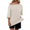 imageCicy Bell Womens Oversized Tshirts Off The Shoulder Cotton Half Sleeve T Shirts Summer Casual Loose Fit Tunic TopsGrey