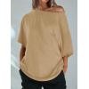 imageCicy Bell Womens Oversized Tshirts Off The Shoulder Cotton Half Sleeve T Shirts Summer Casual Loose Fit Tunic TopsKhaki