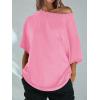 imageCicy Bell Womens Oversized Tshirts Off The Shoulder Cotton Half Sleeve T Shirts Summer Casual Loose Fit Tunic TopsPink