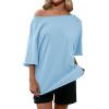imageCicy Bell Womens Oversized Tshirts Off The Shoulder Cotton Half Sleeve T Shirts Summer Casual Loose Fit Tunic TopsSky Blue