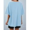 imageCicy Bell Womens Oversized Tshirts Off The Shoulder Cotton Half Sleeve T Shirts Summer Casual Loose Fit Tunic TopsSky Blue