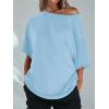 imageCicy Bell Womens Oversized Tshirts Off The Shoulder Cotton Half Sleeve T Shirts Summer Casual Loose Fit Tunic TopsSky Blue