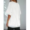 imageCicy Bell Womens Oversized Tshirts Off The Shoulder Cotton Half Sleeve T Shirts Summer Casual Loose Fit Tunic TopsWhite