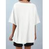 imageCicy Bell Womens Oversized Tshirts Off The Shoulder Cotton Half Sleeve T Shirts Summer Casual Loose Fit Tunic TopsWhite