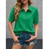 imageCicy Bell Womens Puff Short Sleeve Button Down Shirts Summer Casual Collared V Neck Blouse Linen Loose Fit Work TopsGreen