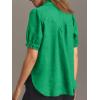 imageCicy Bell Womens Puff Short Sleeve Button Down Shirts Summer Casual Collared V Neck Blouse Linen Loose Fit Work TopsGreen