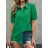 imageCicy Bell Womens Puff Short Sleeve Button Down Shirts Summer Casual Collared V Neck Blouse Linen Loose Fit Work TopsGreen