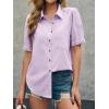 imageCicy Bell Womens Puff Short Sleeve Button Down Shirts Summer Casual Collared V Neck Blouse Linen Loose Fit Work TopsLight Purple
