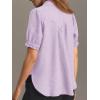 imageCicy Bell Womens Puff Short Sleeve Button Down Shirts Summer Casual Collared V Neck Blouse Linen Loose Fit Work TopsLight Purple