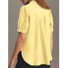 imageCicy Bell Womens Puff Short Sleeve Button Down Shirts Summer Casual Collared V Neck Blouse Linen Loose Fit Work TopsYellow