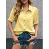 imageCicy Bell Womens Puff Short Sleeve Button Down Shirts Summer Casual Collared V Neck Blouse Linen Loose Fit Work TopsYellow