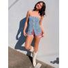 imageCicy Bell Womens Strapless Denim Vest Summer Button Down Jean Tube Tops Y2k Going Out Fitted Bandeau Shirts WaistcoatBaby Blue